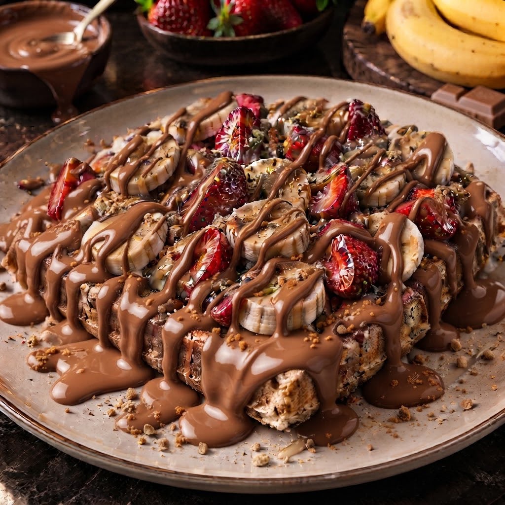Sütlü Çikolatalı Muz & Çilek Waffle